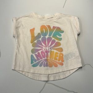 Old navy toddler t-shirt rainbow love one another cream tee size 12-18 months